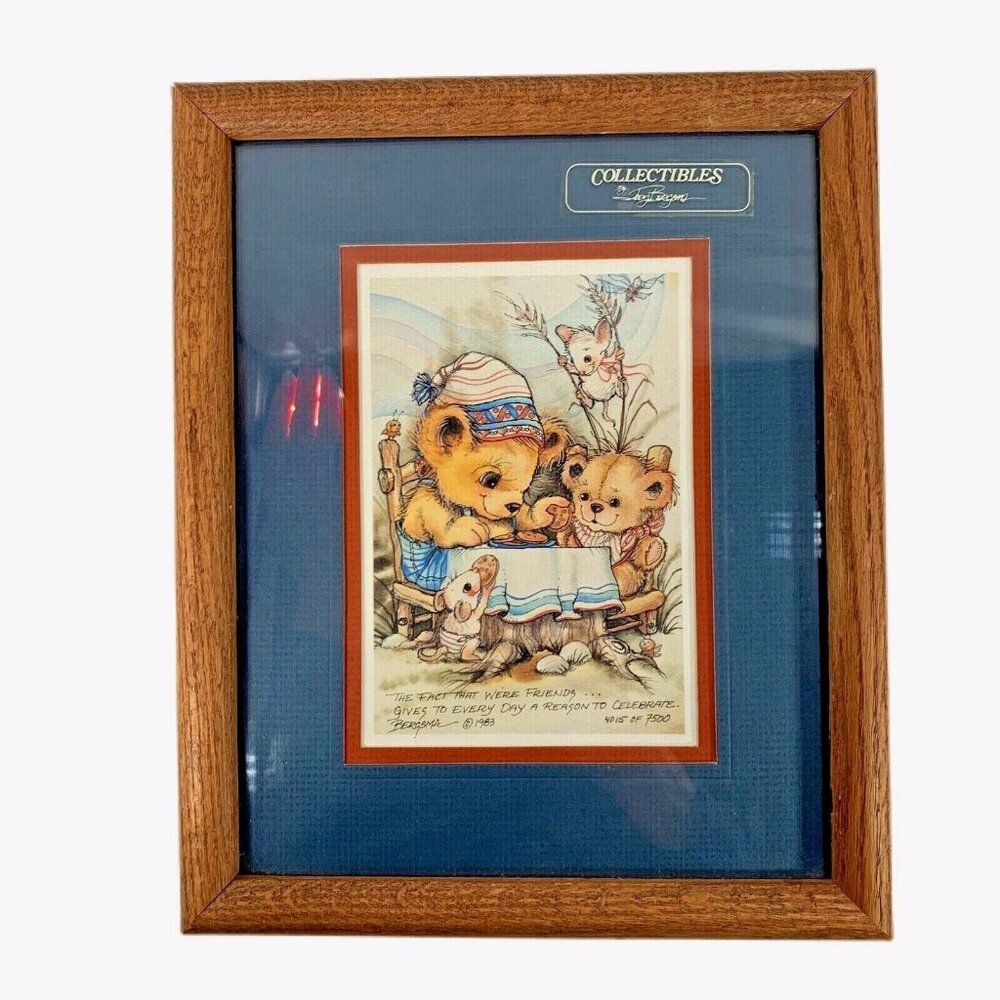 Jody Bergsma 1983 Signed Print 4015/7500 The Fact that We're Friends Bears Mice